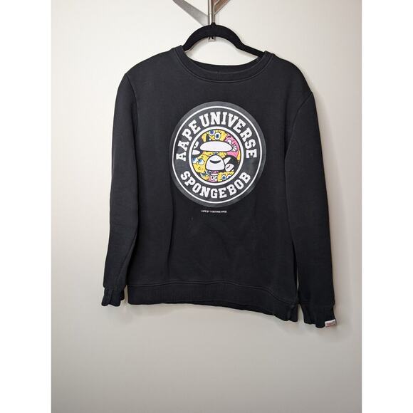Aape X SpongeBob Black Crewneck Sweatshirt Size Medium - Picture 1 of 15